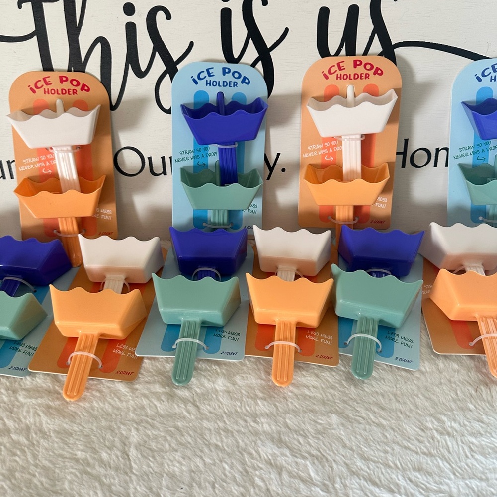 12 Colorful Ice Pop Holders Set